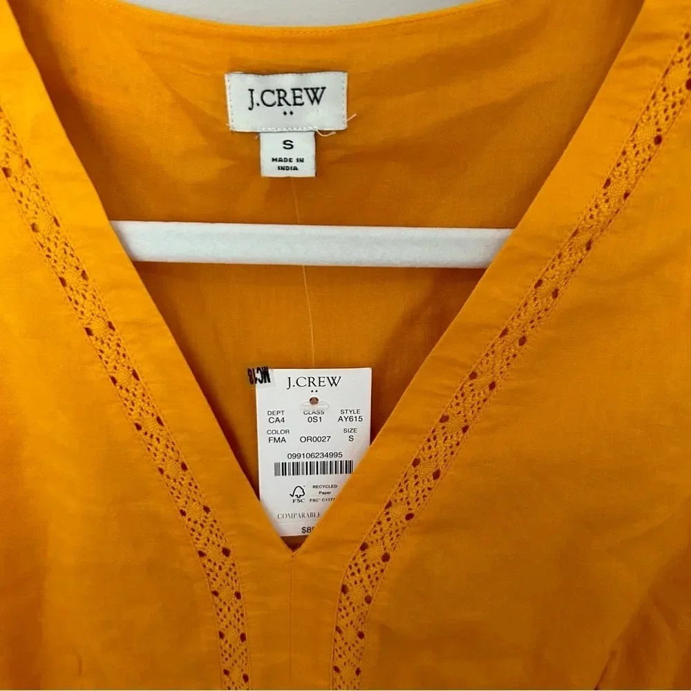 NWT J. Crew Lace Trim Cotton A-line Gold/Yellow Dress Size